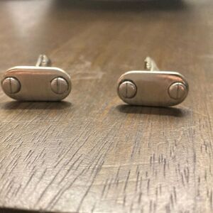 Unisex Vintage Sterling Silver Cufflink Set with Nail Head Design.